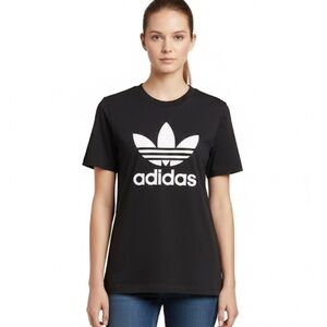 ADIDAS Short Sleeve Tee, Women’s XS, Black with White Logo